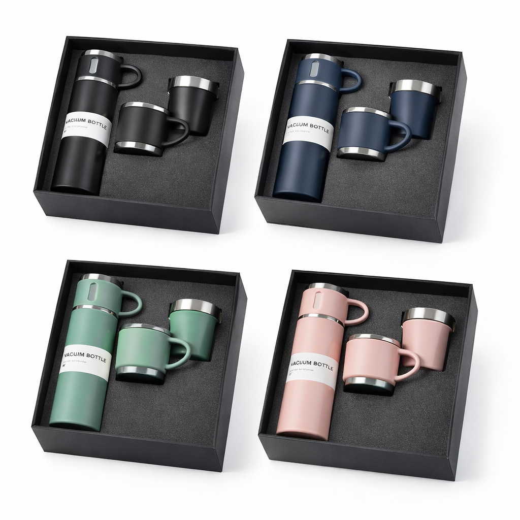 500 ml Vacuum Flask Gift Set with Matching Cups - Image 2